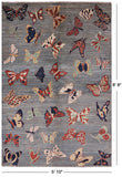 Grey Butterflies Design Modern Handmade Wool Rug - 5' 10" X 8' 9" - Golden Nile