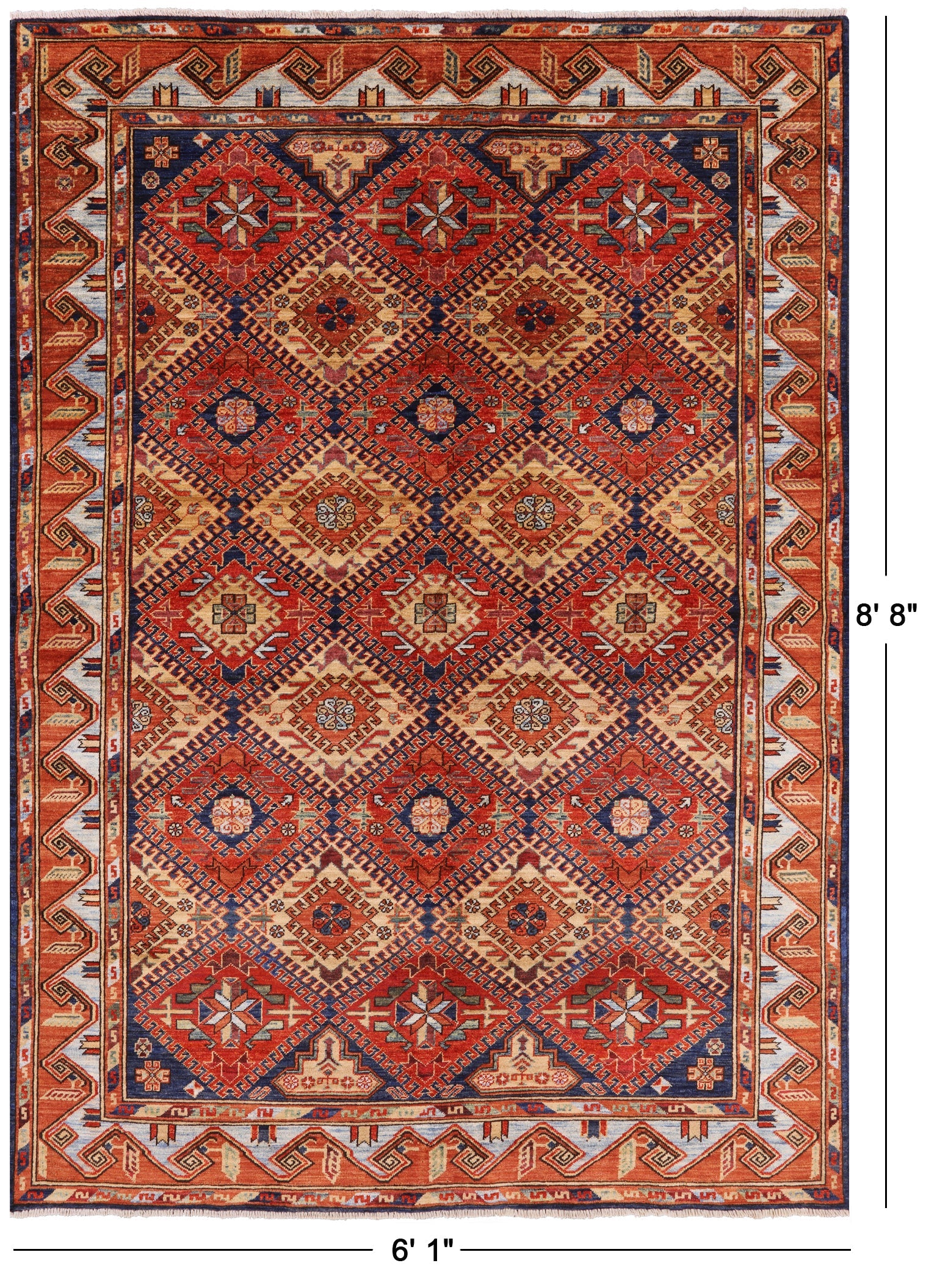 Fine Serapi Hand Knotted Rug - 6' 1" X 8' 8" - Golden Nile