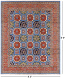 Blue Fine Serapi Hand Knotted Wool Rug - 8' 2" X 9' 9" - Golden Nile