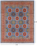 Blue Fine Serapi Hand Knotted Wool Rug - 8' 2" X 9' 9" - Golden Nile