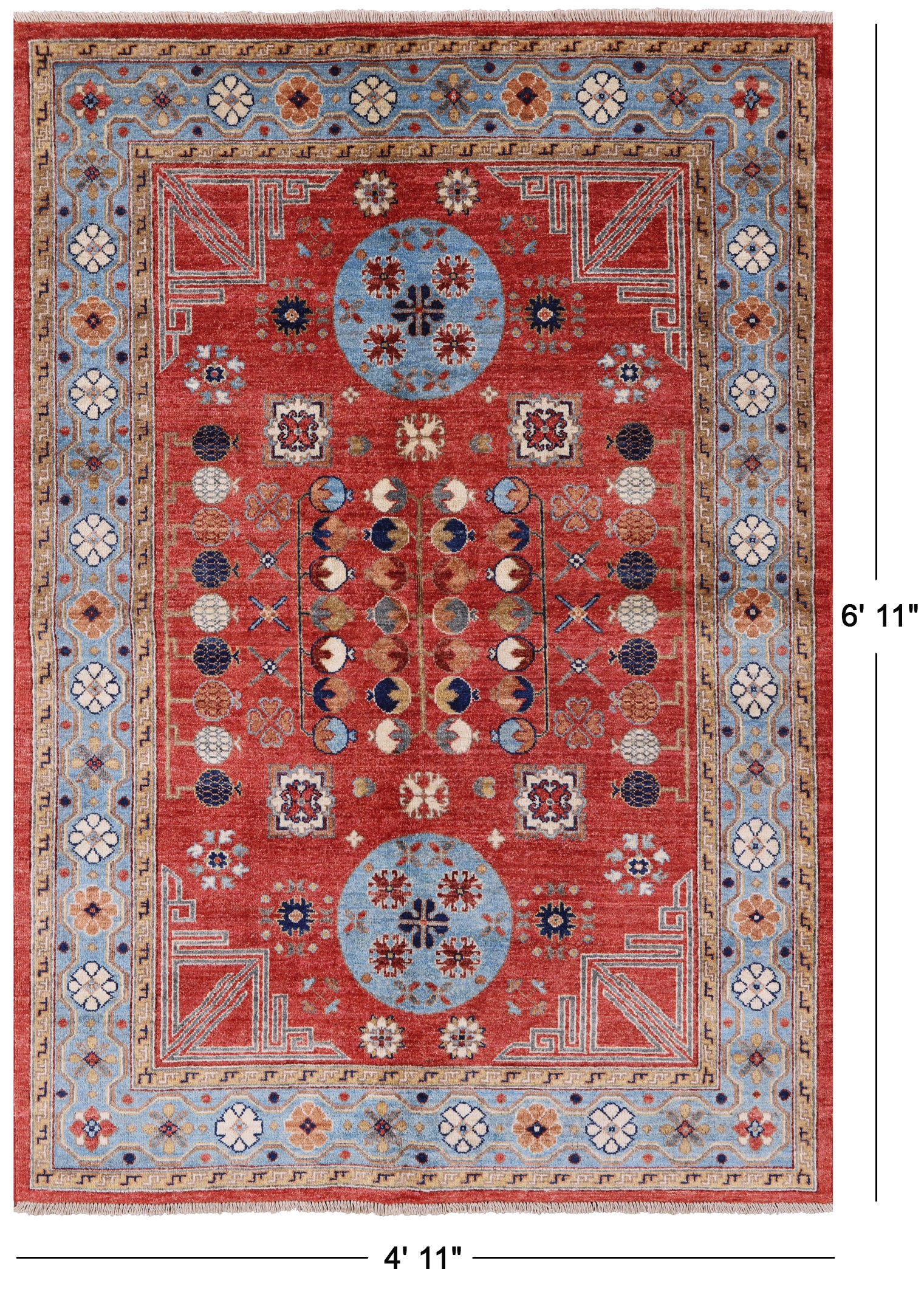 Red Fine Serapi Handmade Wool Rug - 4' 11" X 6' 11" - Golden Nile
