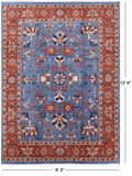Blue Fine Serapi Hand Knotted Rug - 9' 3" X 12' 6" - Golden Nile