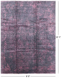 Grey Contemporary Hand Knotted Wool & Silk Rug - 9' 0" X 12' 1" - Golden Nile