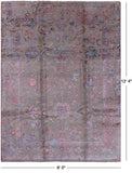 Grey Persian Hand Knotted Wool & Silk Rug - 9' 0" X 12' 4" - Golden Nile