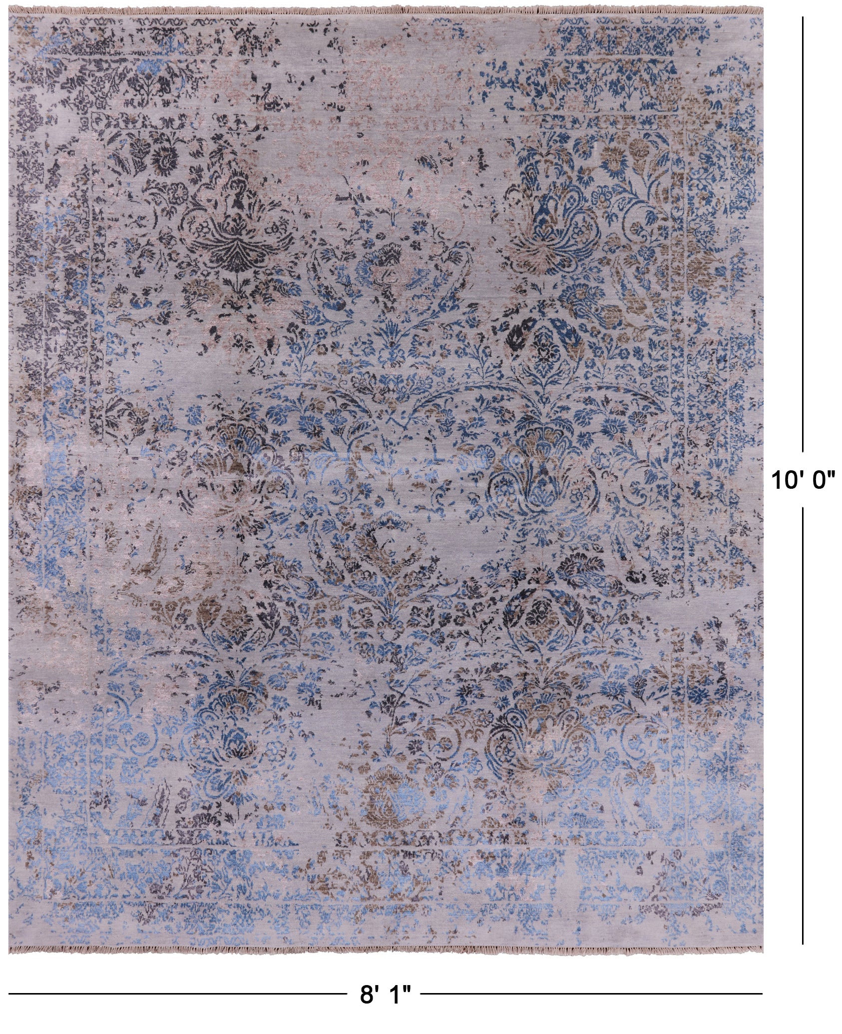 Modern Wool & Silk Handmade Rug - 8' 1" X 10' 0" - Golden Nile