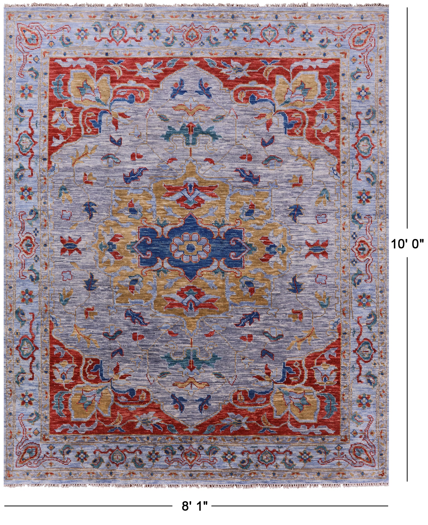Grey Fine Serapi Handmade Wool Rug - 8' 1" X 10' 0" - Golden Nile