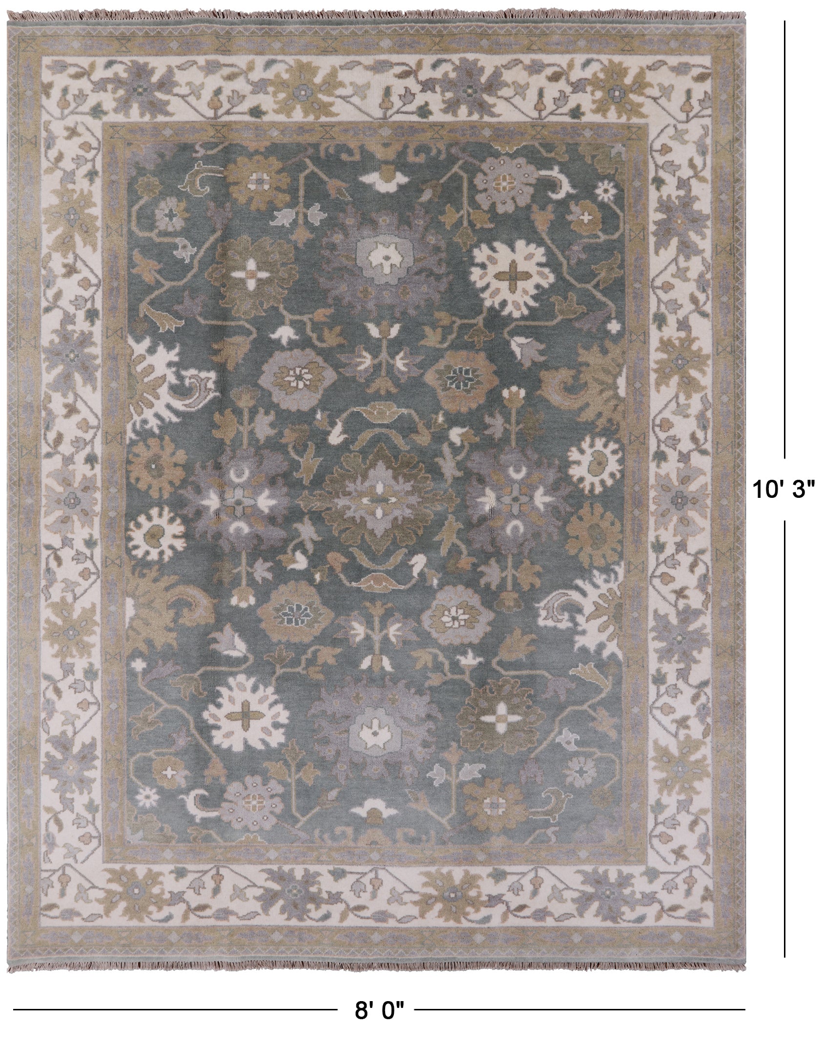 Turkish Oushak Hand Knotted Wool Rug - 8' 0" X 10' 3" - Golden Nile