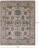 Ivory Turkish Oushak Hand Knotted Wool Rug - 7' 10" X 9' 11" - Golden Nile