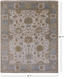 Ivory Turkish Oushak Hand Knotted Wool Rug - 8' 1" X 10' 1" - Golden Nile