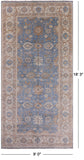 Blue Turkish Oushak Hand Knotted Wool Rug - 9' 0" X 18' 3" - Golden Nile