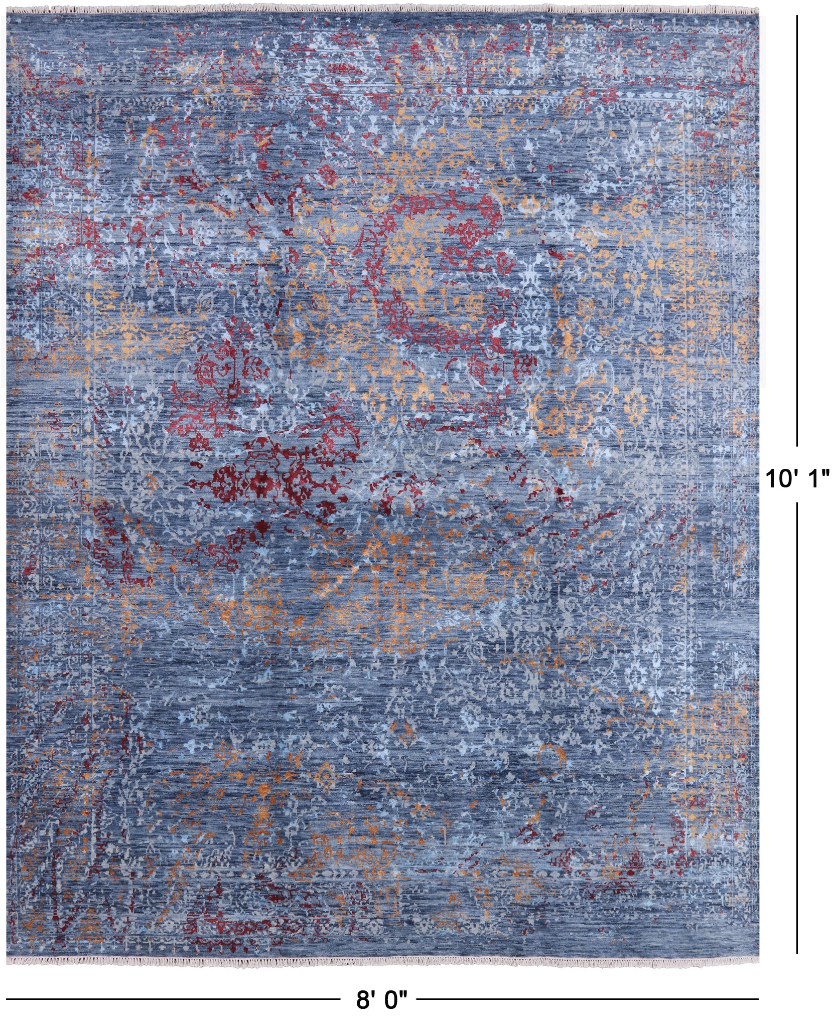 Modern Handmade Wool & Silk Rug - 8' 0" X 10' 1" - Golden Nile