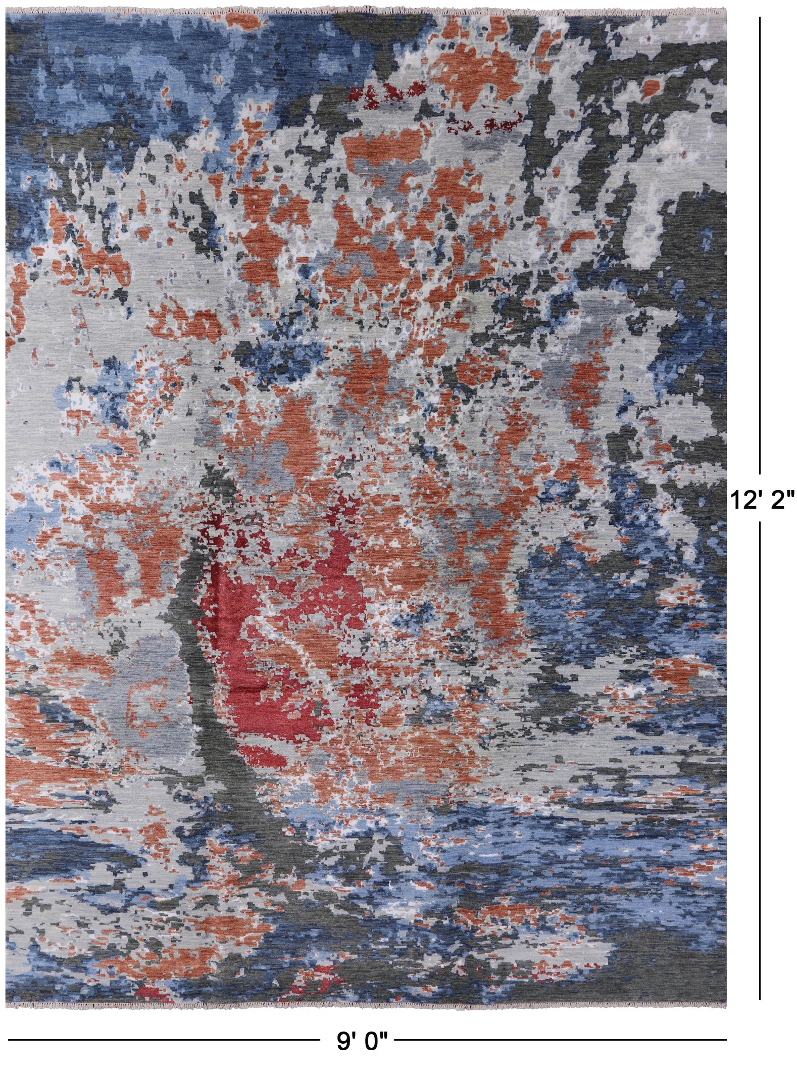 Abstract Contemporary Wool & Silk Handmade Rug - 9' 0" X 12' 2" - Golden Nile