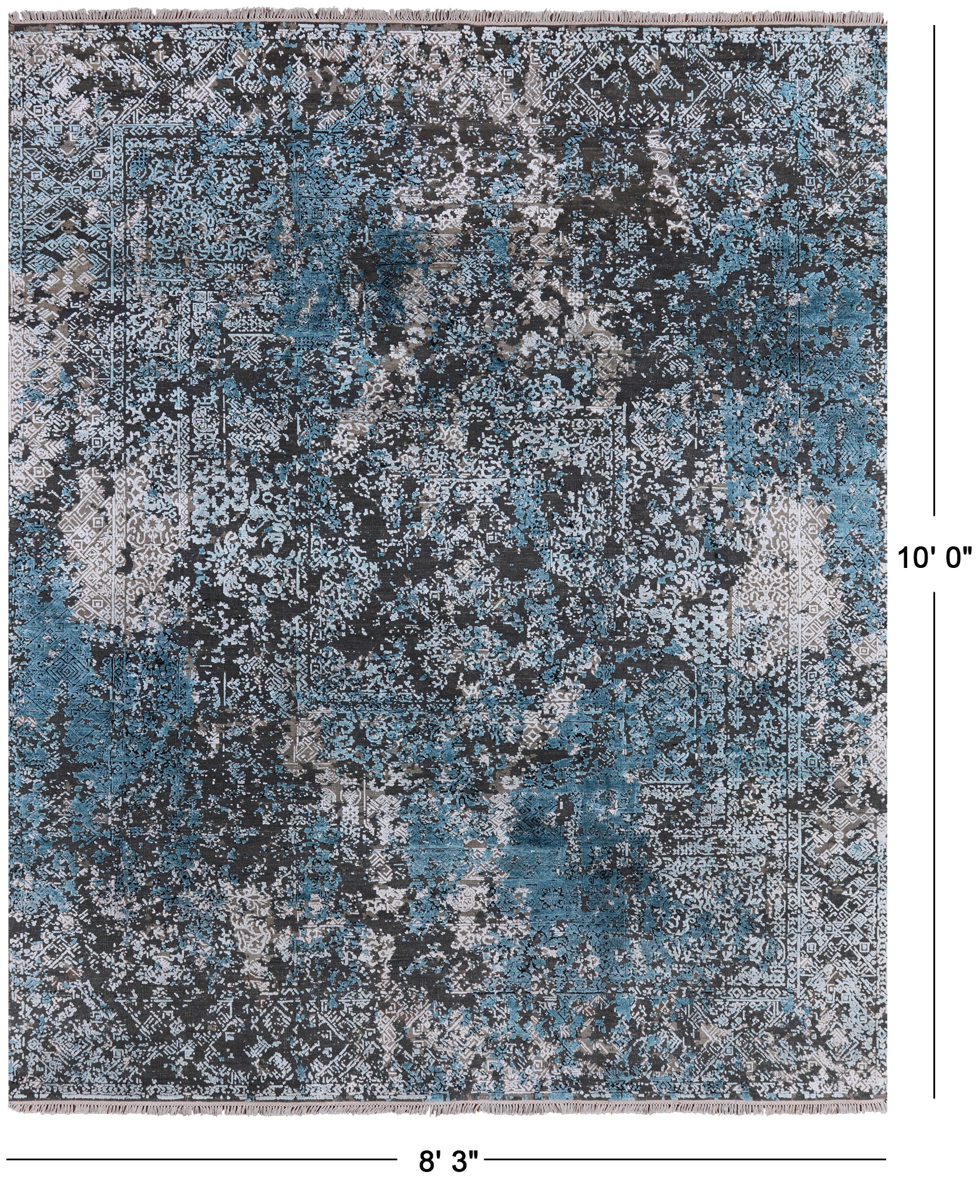 8' X 10' Pure Silk With Oxidized Wool Abstract Design Rug - Golden Nile