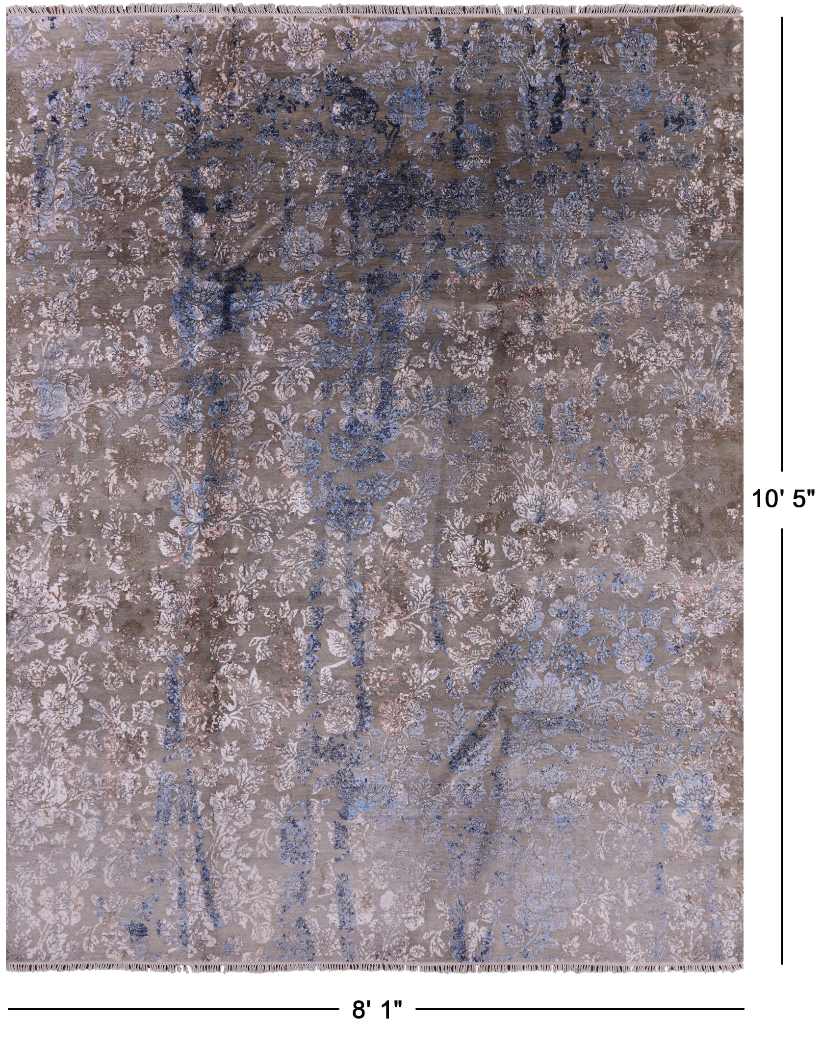 Modern Hi-Lo Pile Handmade Wool & Silk Rug - 8' 1" X 10' 5" - Golden Nile