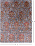 Floral Design Hand Knotted Wool & Silk Hi-Lo Pile Rug - 7' 11" X 10' 9" - Golden Nile