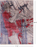 Trumpet Player Design Modern Hand Knotted Wool & Silk Rug - 7' 11" X 10' 4" - Golden Nile