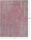 Ivory Modern Wool & Silk Hand Knotted Rug - 8' 1" X 10' 2"