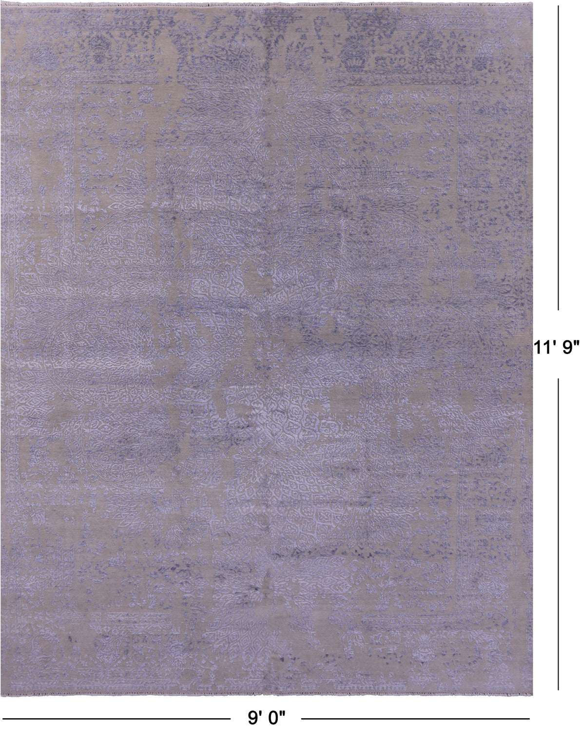 Modern Wool & Silk Hand Knotted Rug - 9' 0" X 11' 9" - Golden Nile