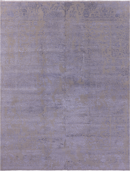 Modern Wool & Silk Hand Knotted Rug - 9' 0" X 11' 9" - Golden Nile