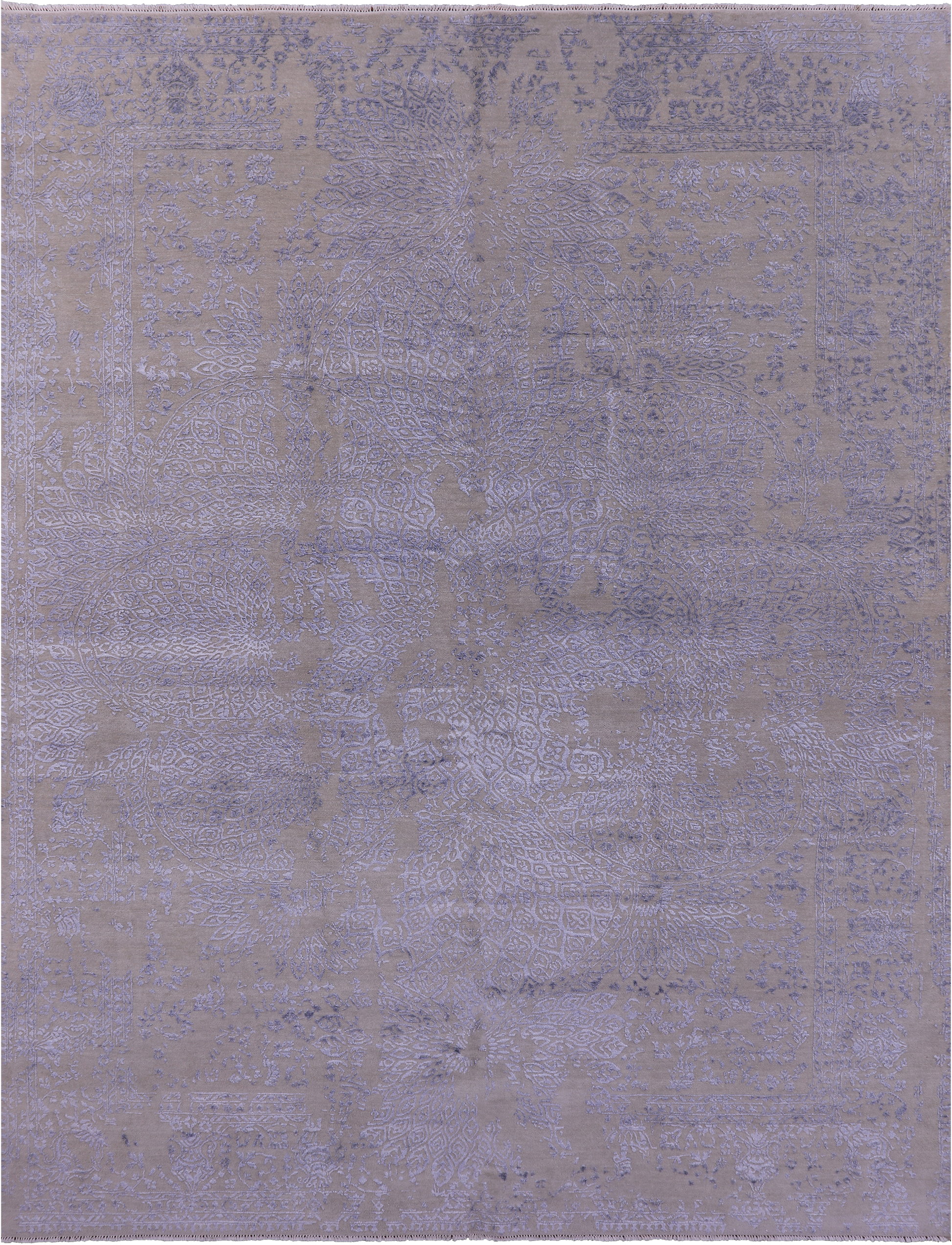 Modern Wool & Silk Hand Knotted Rug - 9' 0" X 11' 9" - Golden Nile