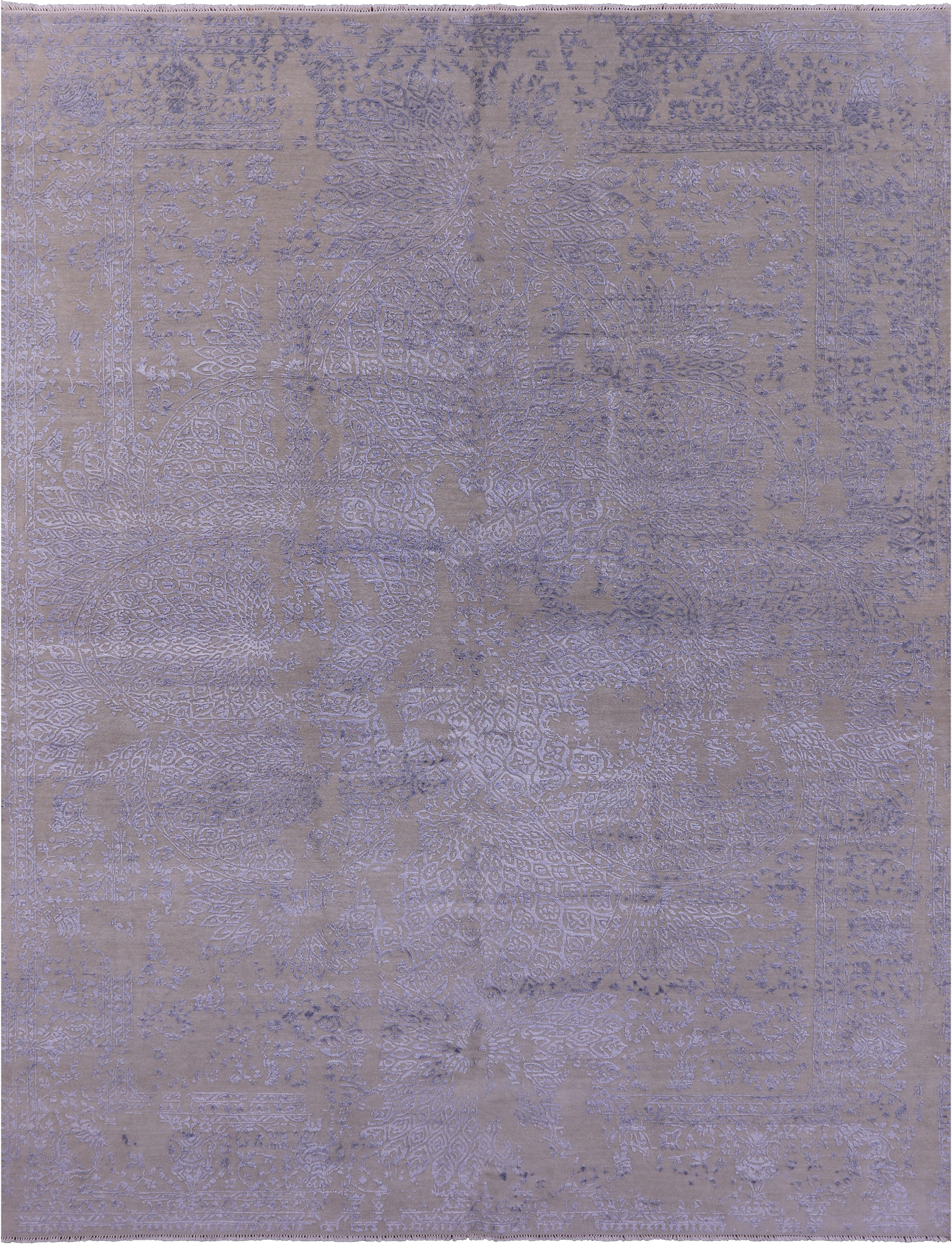 Modern Wool & Silk Hand Knotted Rug - 9' 0" X 11' 9" - Golden Nile