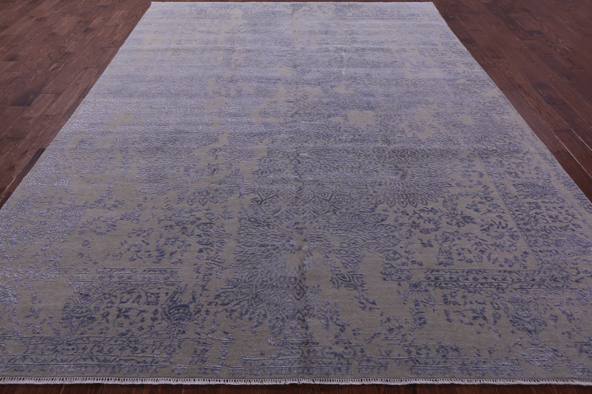 Modern Wool & Silk Hand Knotted Rug - 9' 0" X 11' 9" - Golden Nile