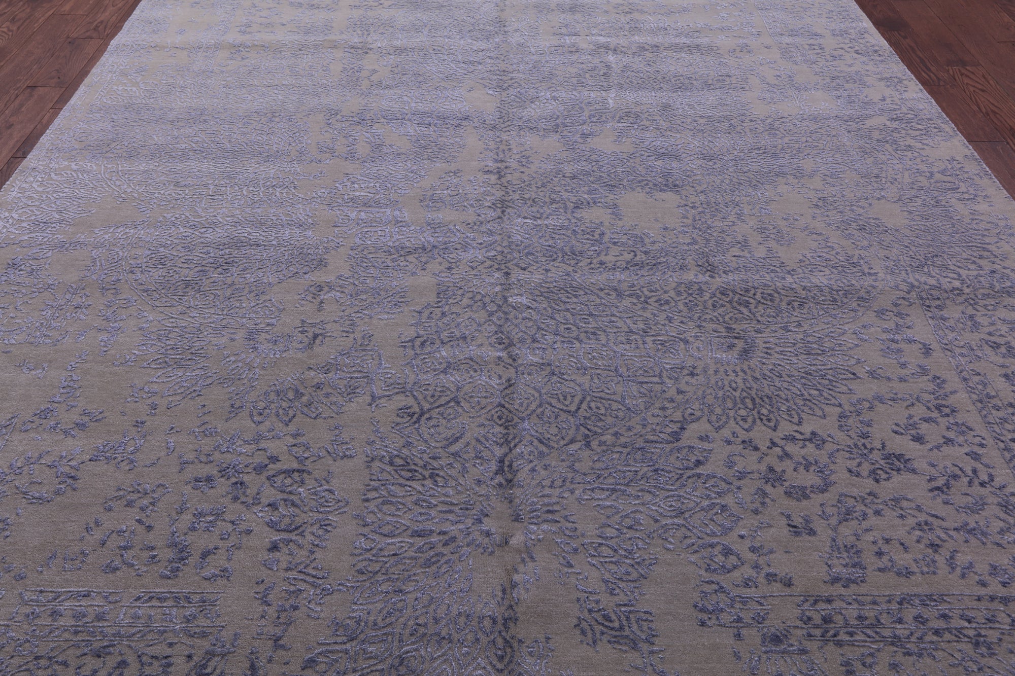 Modern Wool & Silk Hand Knotted Rug - 9' 0" X 11' 9" - Golden Nile