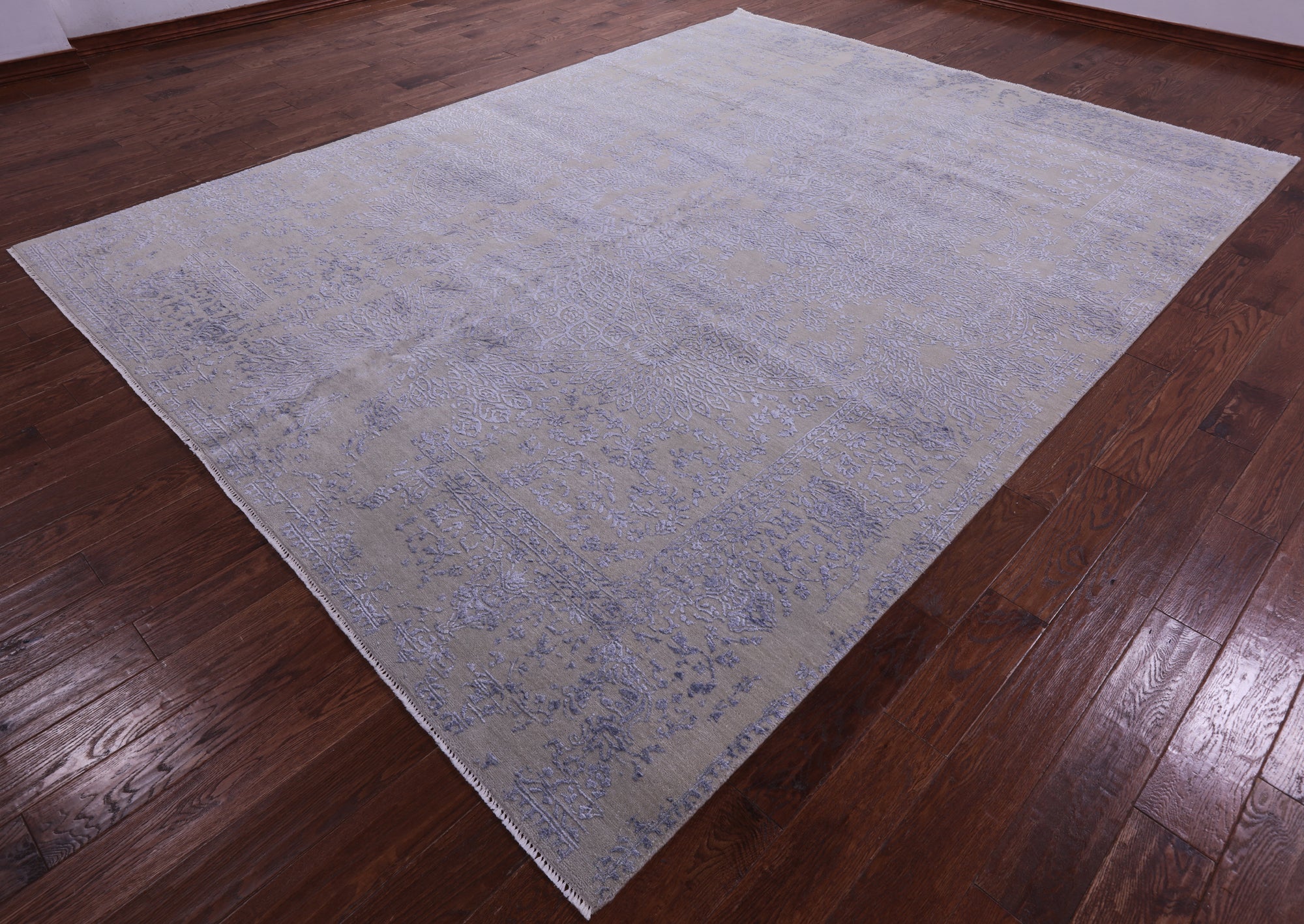 Modern Wool & Silk Hand Knotted Rug - 9' 0" X 11' 9" - Golden Nile