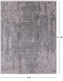 Grey Modern Wool & Silk Area Rug - 9' 0" X 11' 10" - Golden Nile