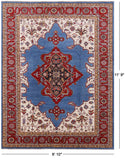 Blue Fine Serapi Hand Knotted Wool Rug - 8' 10" X 11' 9" - Golden Nile
