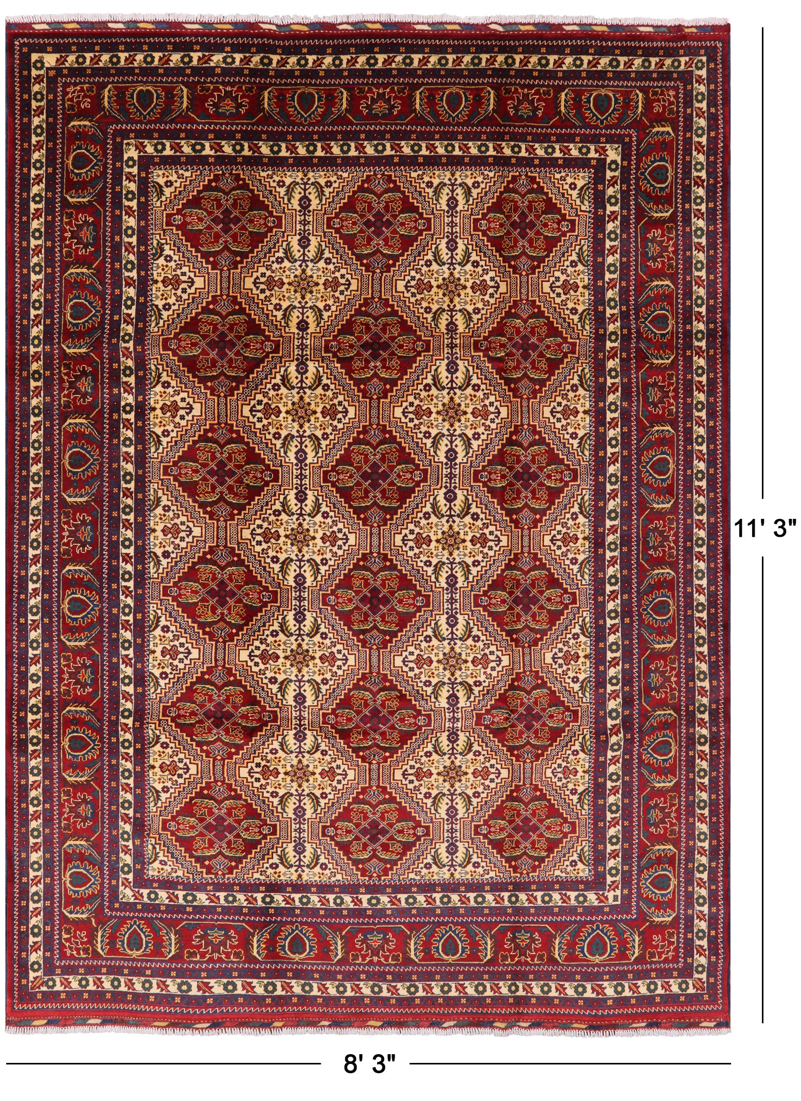 Tribal Persian Handmade Wool Rug - 8' 3" X 11' 3" - Golden Nile