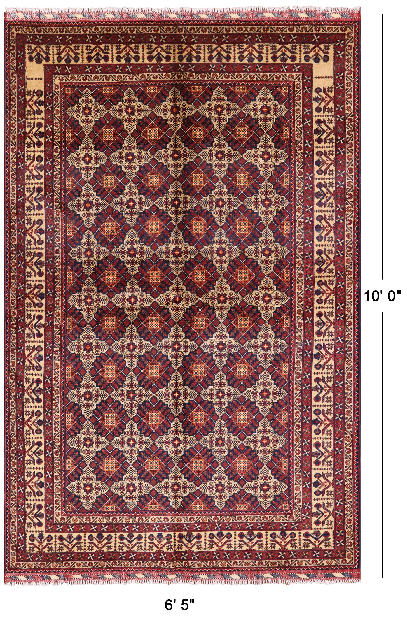 Tribal Persian Handmade Wool Rug - 6' 5" X 10' 0" - Golden Nile