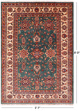 Green Super Kazak Hand Knotted Wool Area Rug - 5' 7" X 8' 0" - Golden Nile