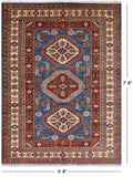 Blue Super Kazak Hand Knotted Wool Area Rug - 5' 8" X 7' 8" - Golden Nile