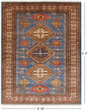Blue Super Kazak Handmade Area Rug - 5' 10" X 7' 7" - Golden Nile
