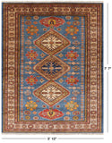 Blue Super Kazak Handmade Area Rug - 5' 10" X 7' 7" - Golden Nile