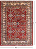 Red Super Kazak Hand Knotted Area Rug - 5' 8" X 7' 9" - Golden Nile