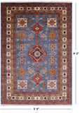 Blue Super Kazak Handmade Area Rug - 5' 6" X 8' 0" - Golden Nile