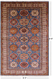 Blue Super Kazak Hand Knotted Area Rug - 6' 3" X 9' 9" - Golden Nile