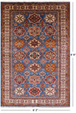Blue Super Kazak Hand Knotted Area Rug - 6' 3" X 9' 9" - Golden Nile