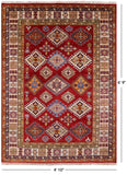 Red Super Kazak Hand Knotted Area Rug - 4' 10" X 6' 9" - Golden Nile