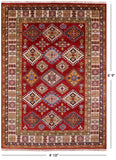 Red Super Kazak Hand Knotted Area Rug - 4' 10" X 6' 9" - Golden Nile