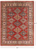 Red Super Kazak Handmade Area Rug - 5' X 6' 7" - Golden Nile