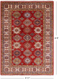 Red Super Kazak Handmade Area Rug - 4' 11" X 6' 9" - Golden Nile