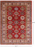 Red Super Kazak Handmade Area Rug - 4' 11" X 6' 9" - Golden Nile