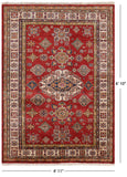Red Super Kazak Handmade Wool Area Rug - 4' 11" X 6' 10" - Golden Nile