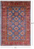 Blue Super Kazak Hand Knotted Area Rug - 5' 6" X 8' 0" - Golden Nile