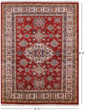 Red Super Kazak Hand Knotted Wool Area Rug - 4' 11" X 6' 5" - Golden Nile