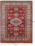 Red Super Kazak Hand Knotted Wool Area Rug - 4' 11" X 6' 5" - Golden Nile