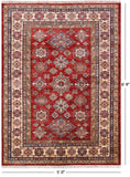 Red Super Kazak Hand Knotted Area Rug - 5' 0" X 6' 9" - Golden Nile